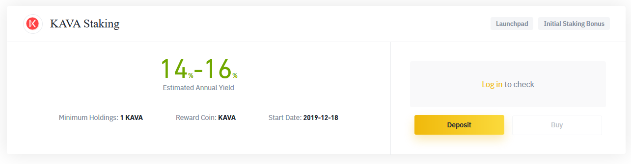 KAVA at Binance Staking