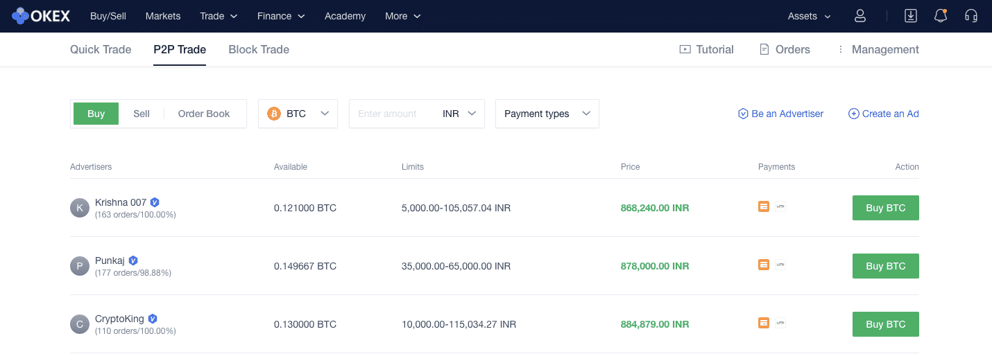 OKEx P2p