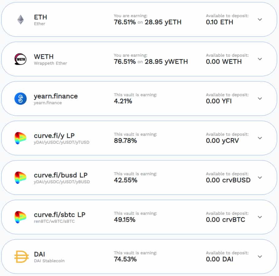 Yearn Finance Ethereum Vaults