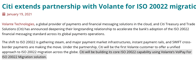 CITI Partners with VolPay 