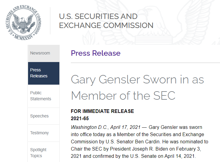 GAry Gensler new SEC Chief