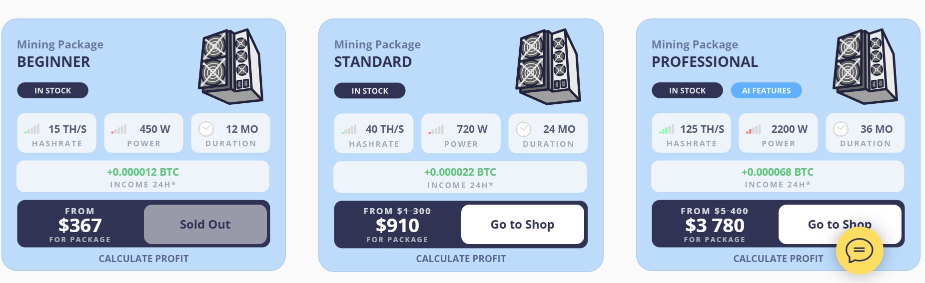 cloud mining plans