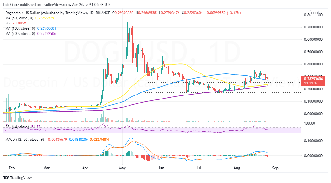DOGE/USD price chart