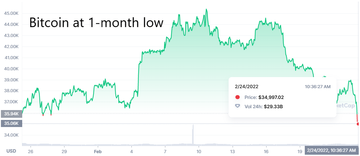 Bitcoin slumps