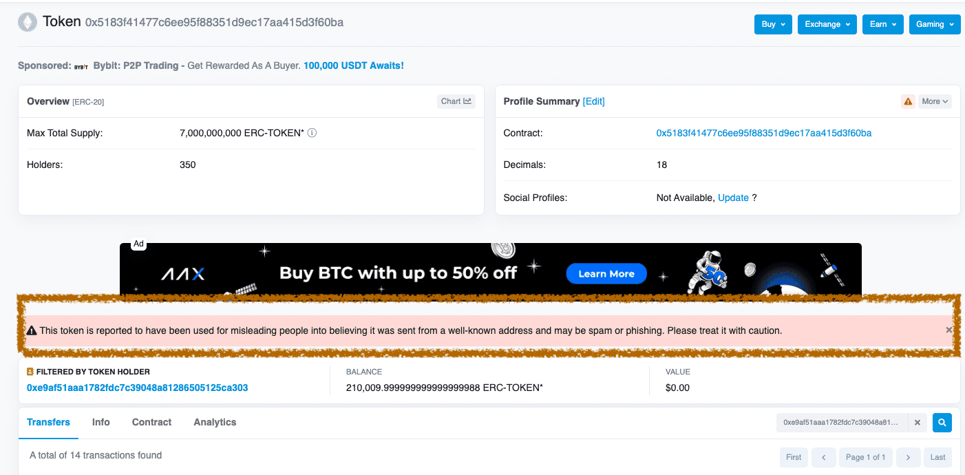 Ukraine Airdrop Phishing Attempt