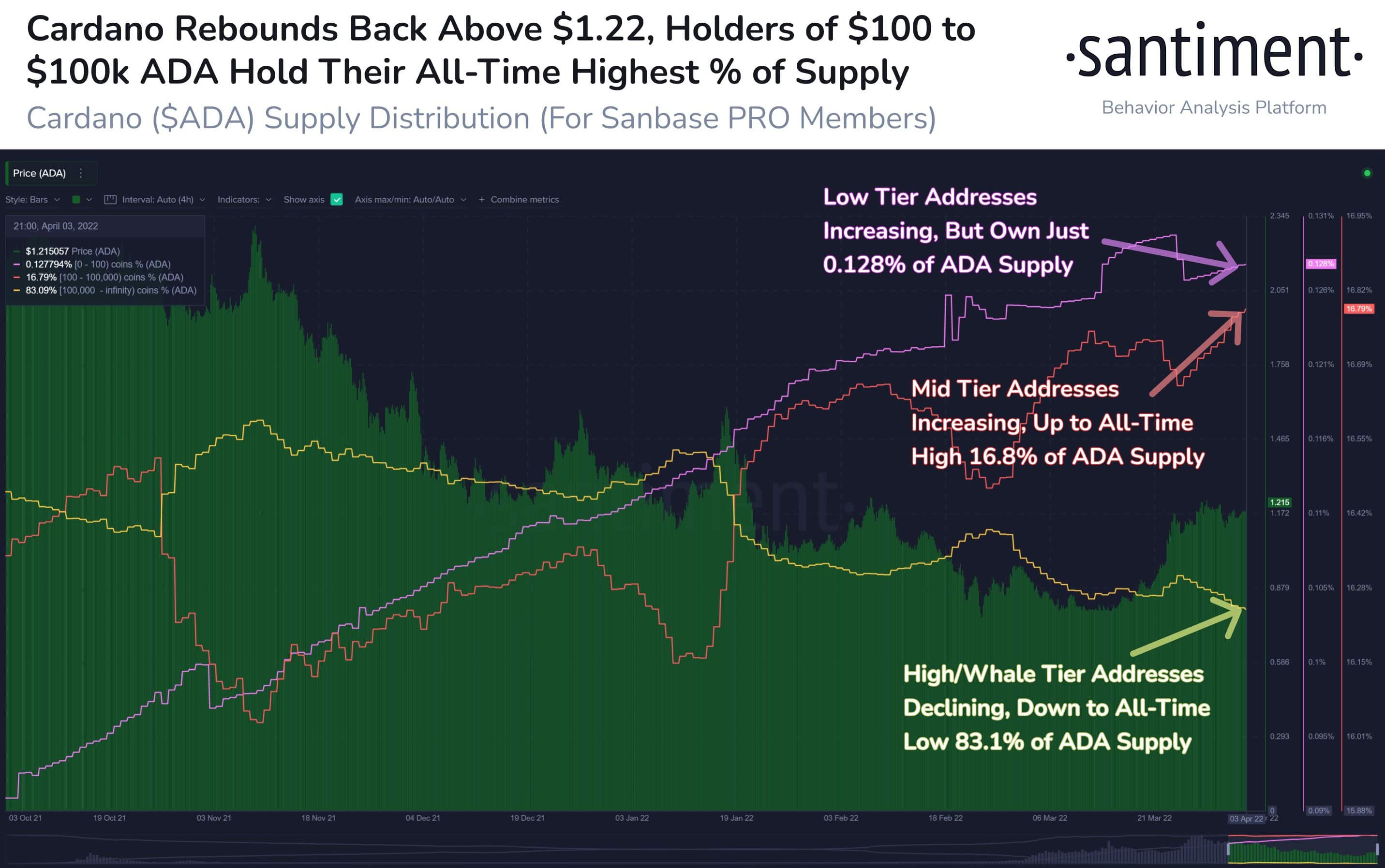 ADA mid, low-tier addresses up 