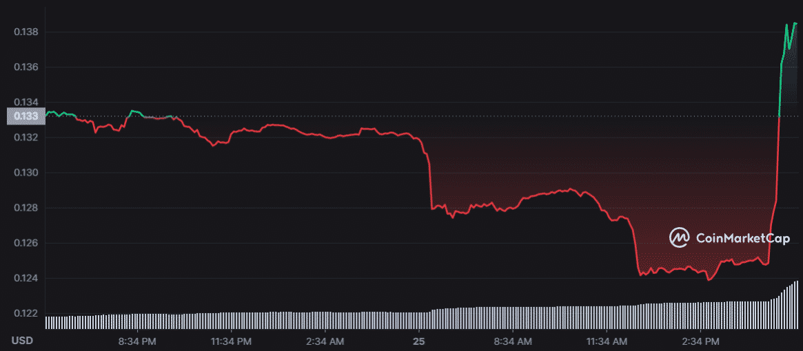DOGE jumps 10% in minutes