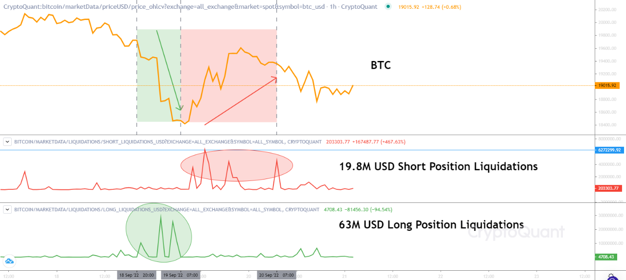 Bitcoin (BTC) Short and Long Positions Liquidations