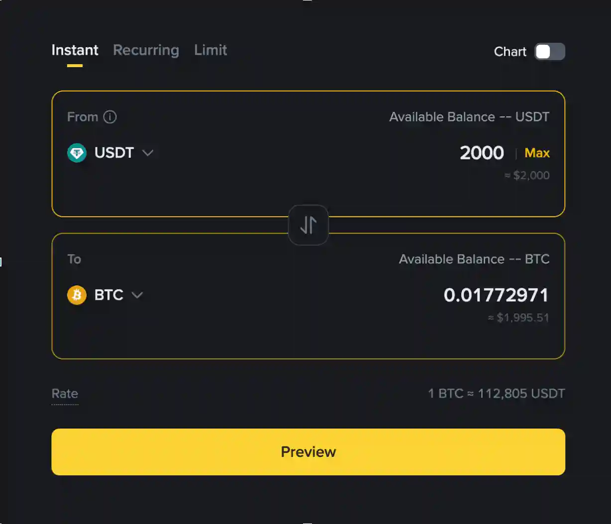 Binance Swap Feature