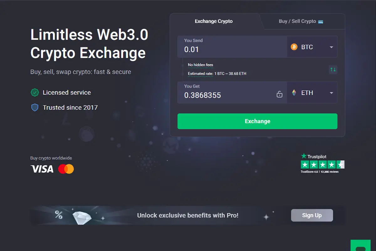 changenow swapping interface