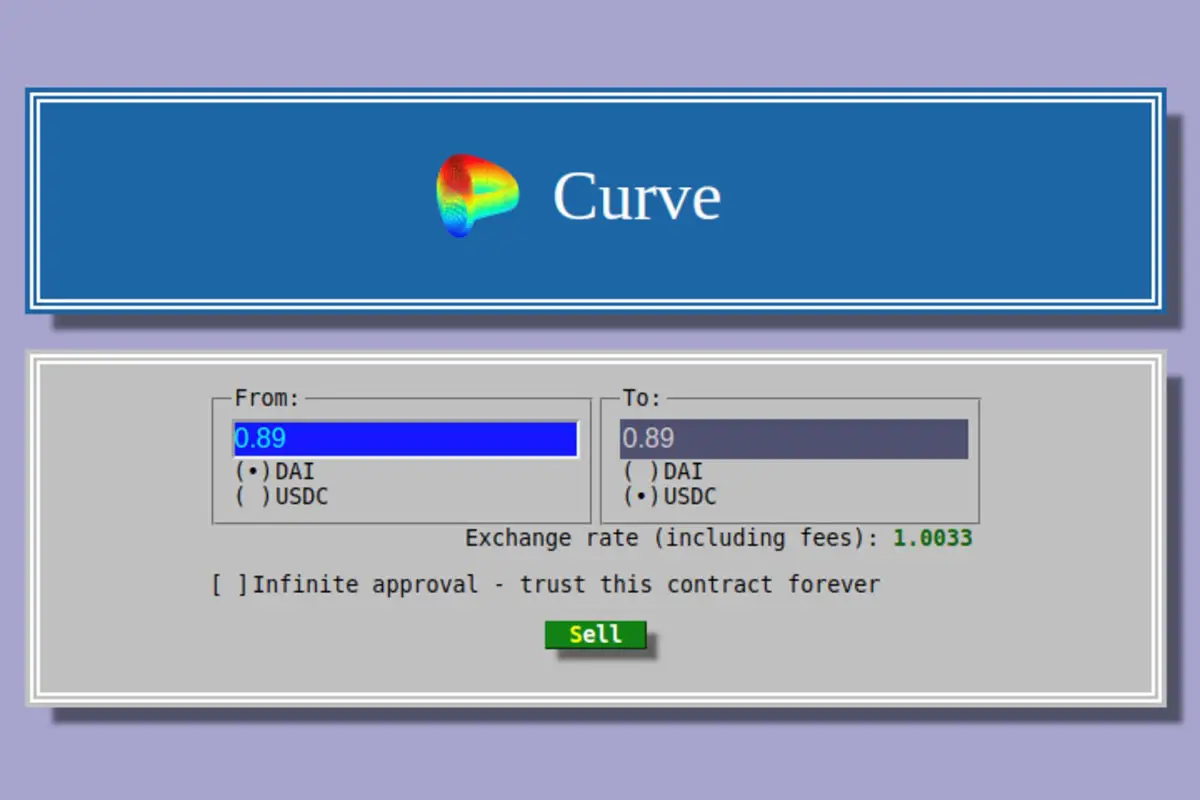 Curve finance crypto swap