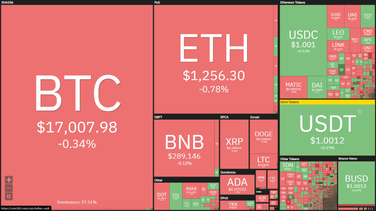 heatmap of cryptocurrency prices