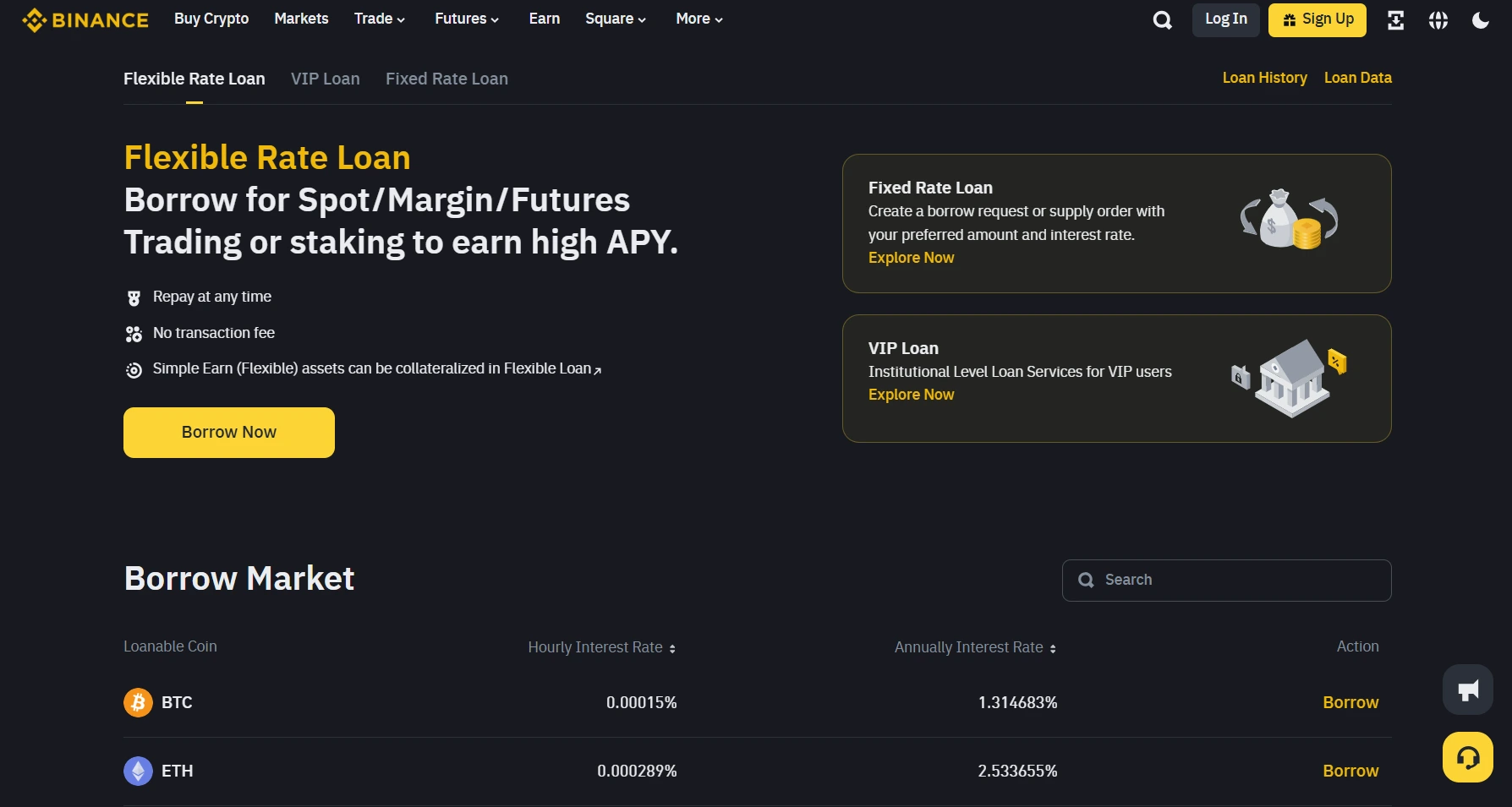 binance loan