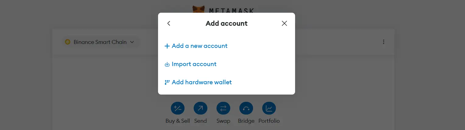 adding a new account to metamask