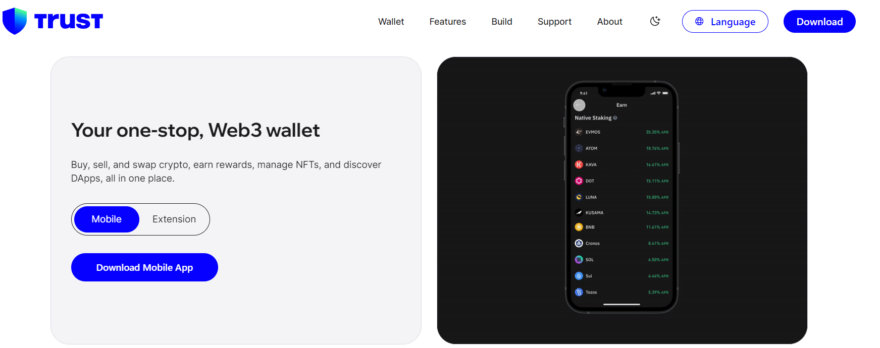 features of trust wallet