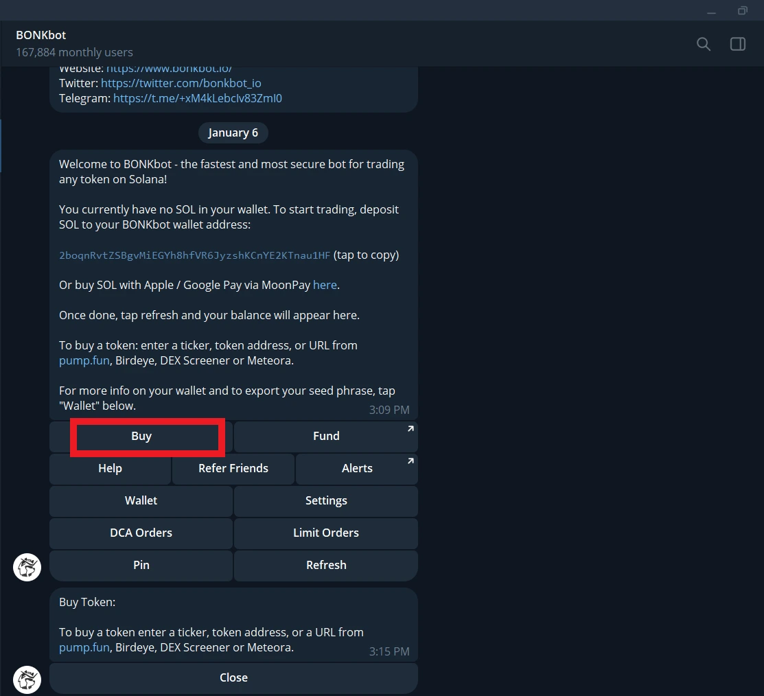 trading using bonkbot