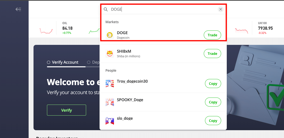 tep 4 - Search "DOGE" or "Dogecoin" in the Search Bar