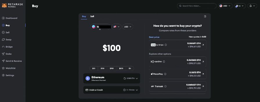 buy eth on metamask