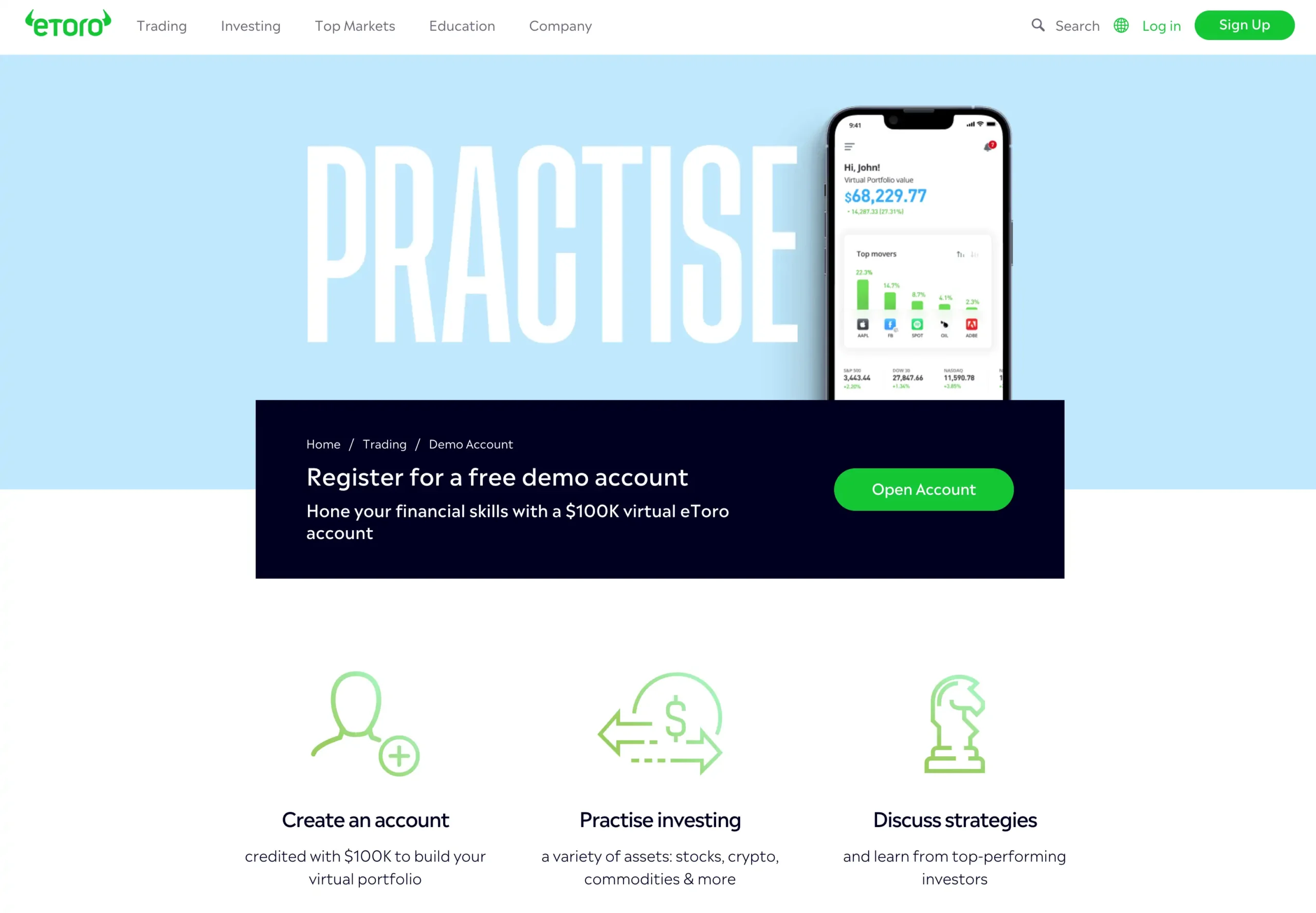 practice trading crypto with etoro demo account