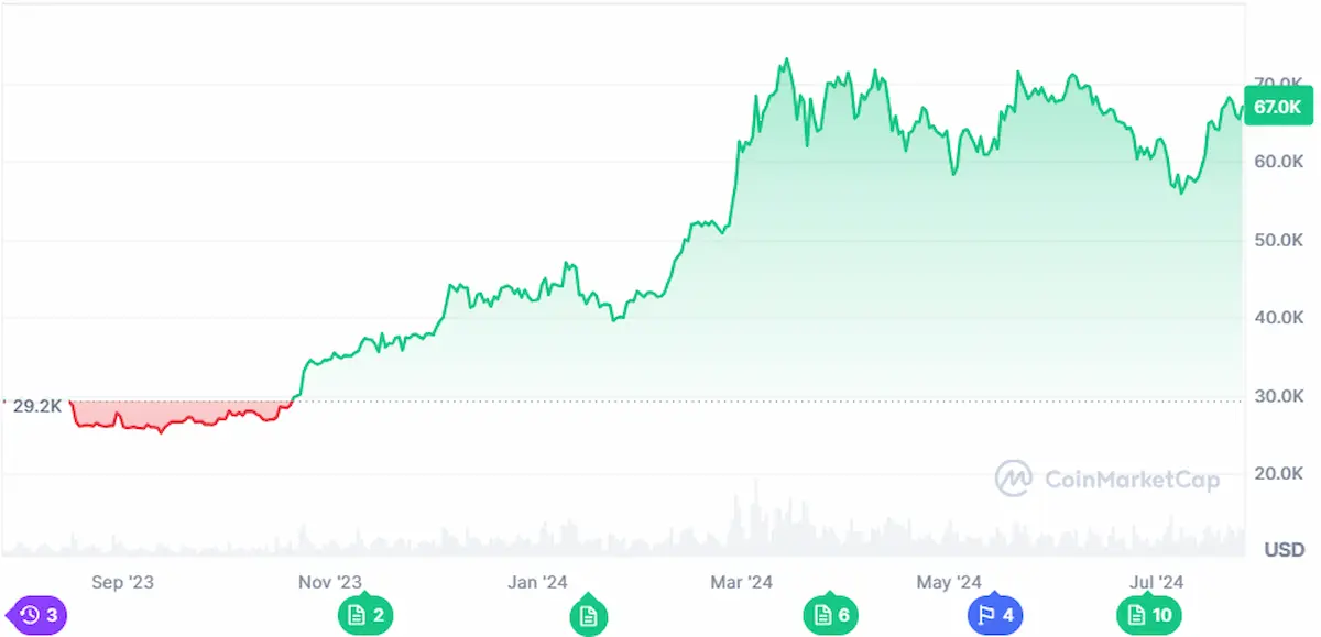 Bitcoin price chart over 2024