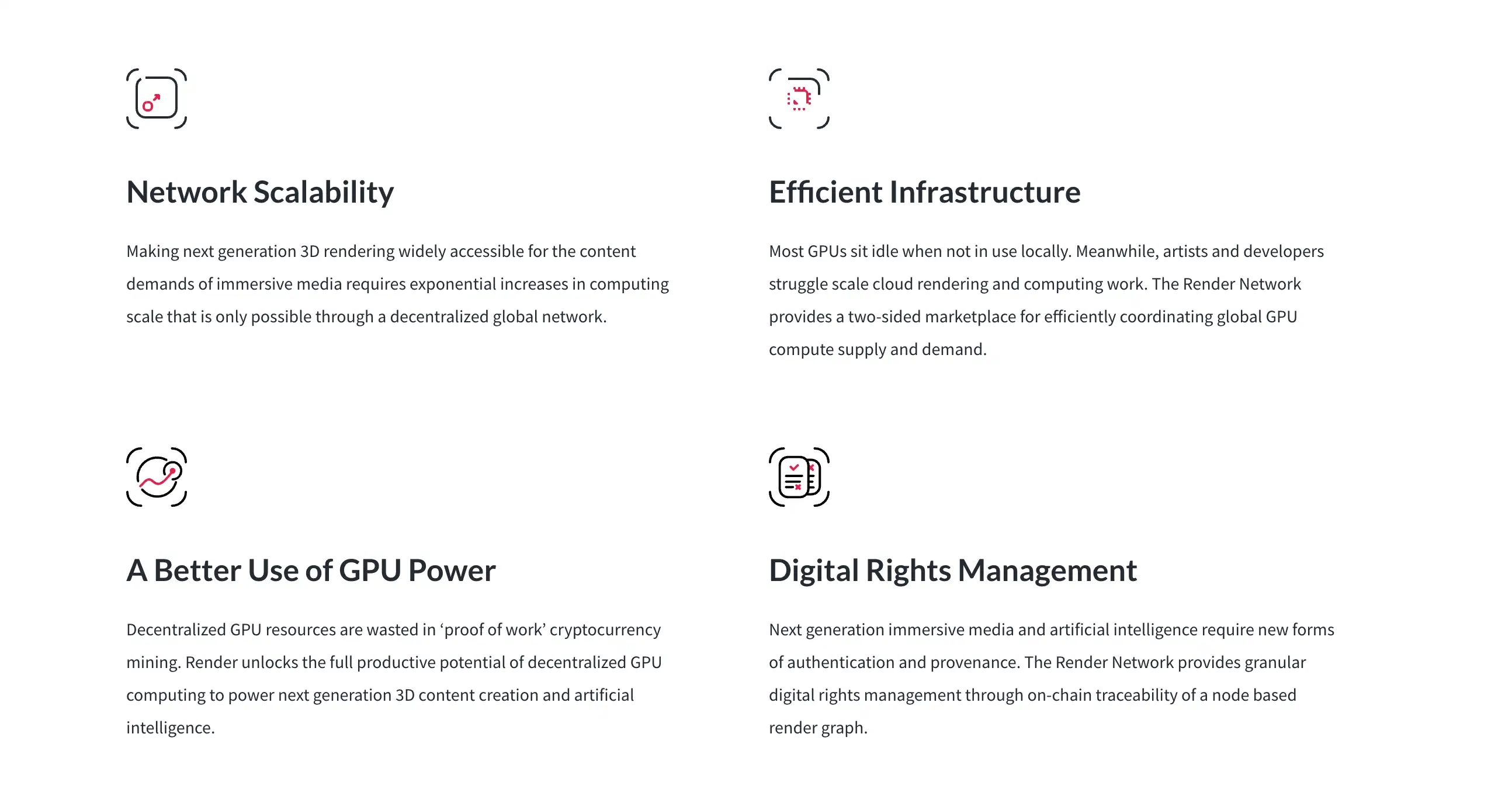Features of render network