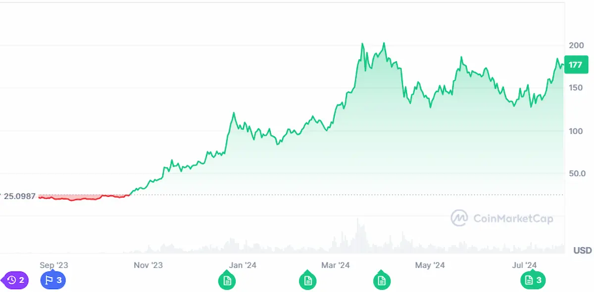 Solana price surge in 2024