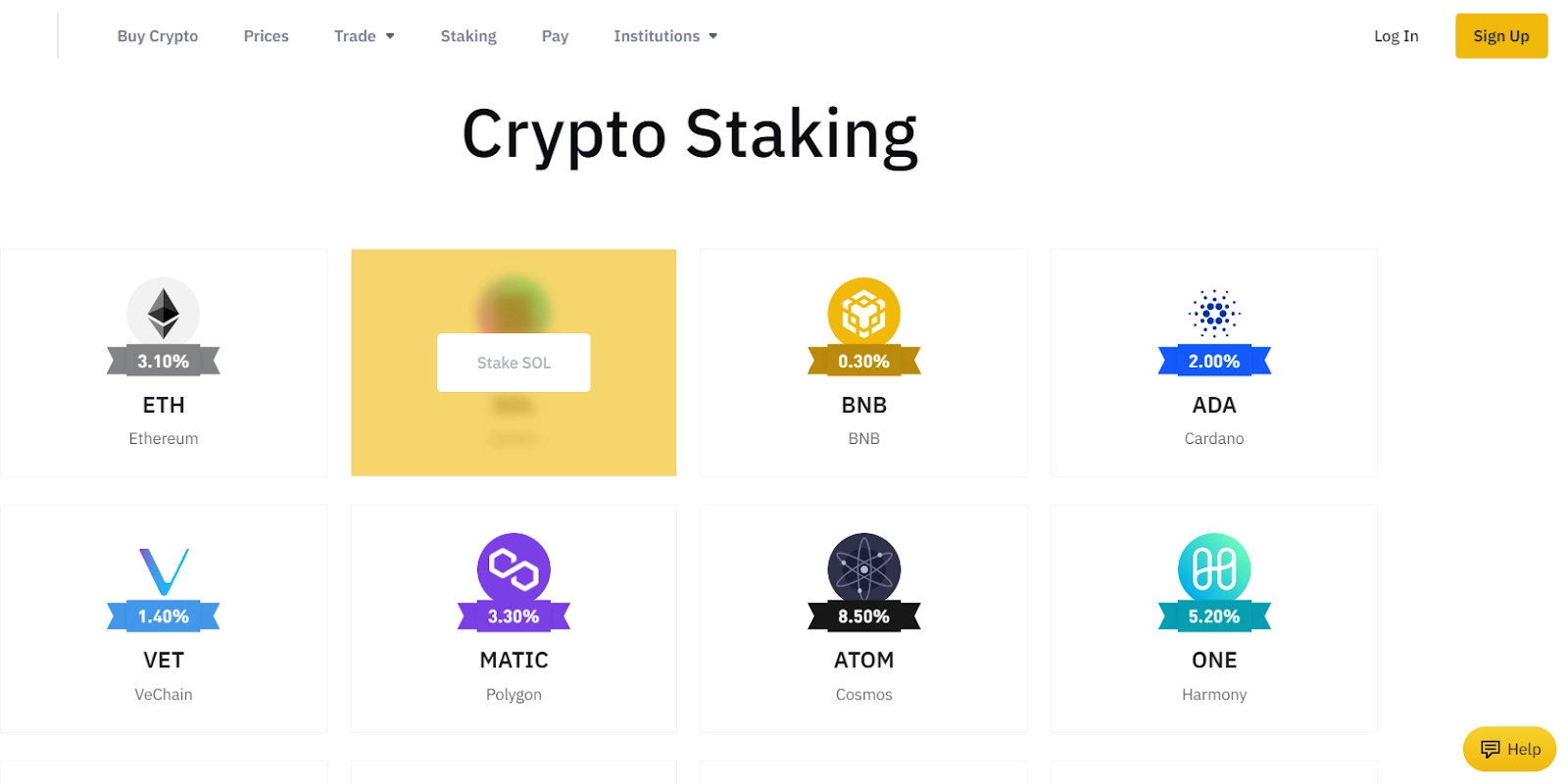 Tokens staked on Binance