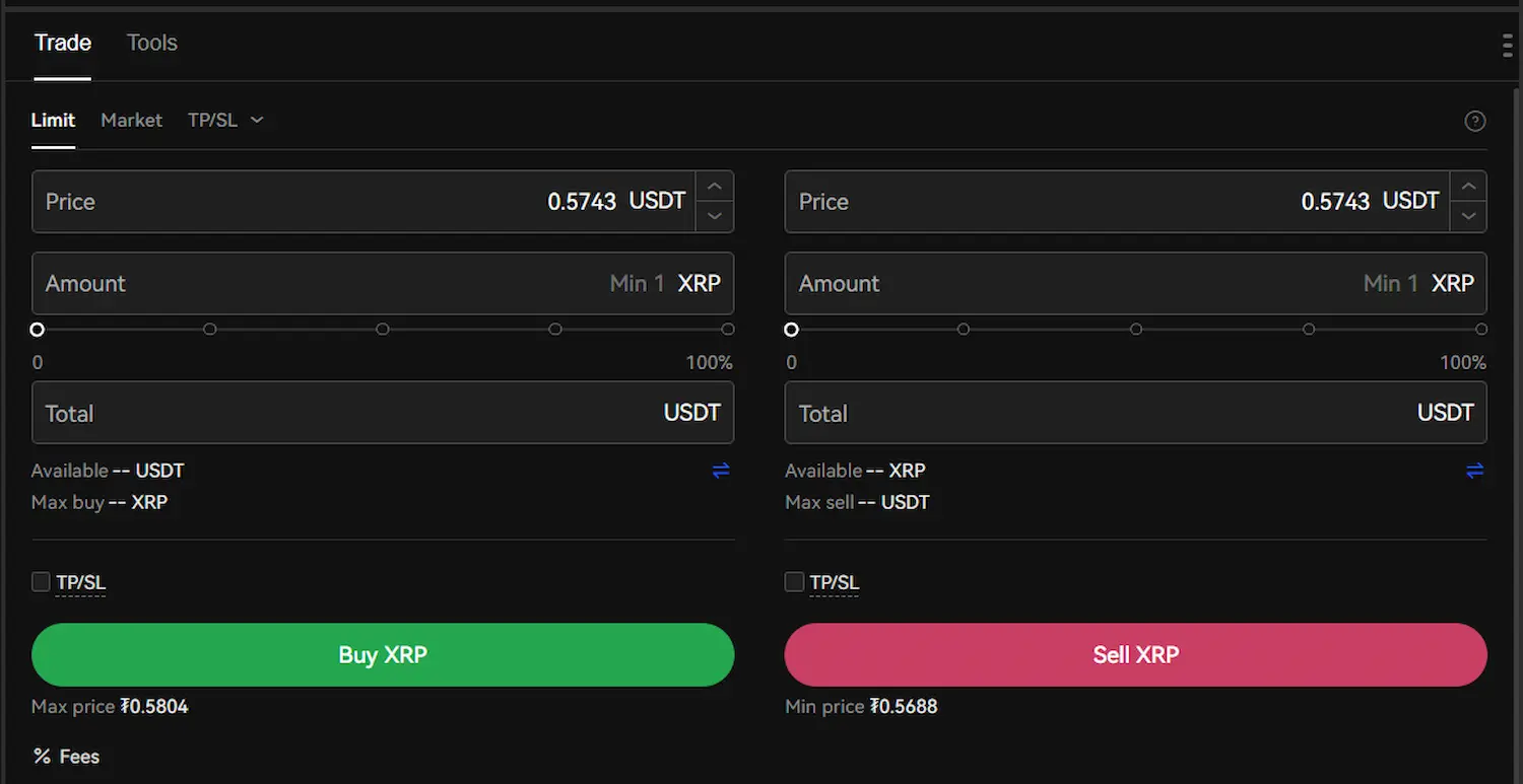 Select the crypto to directly buy or sell from your funds