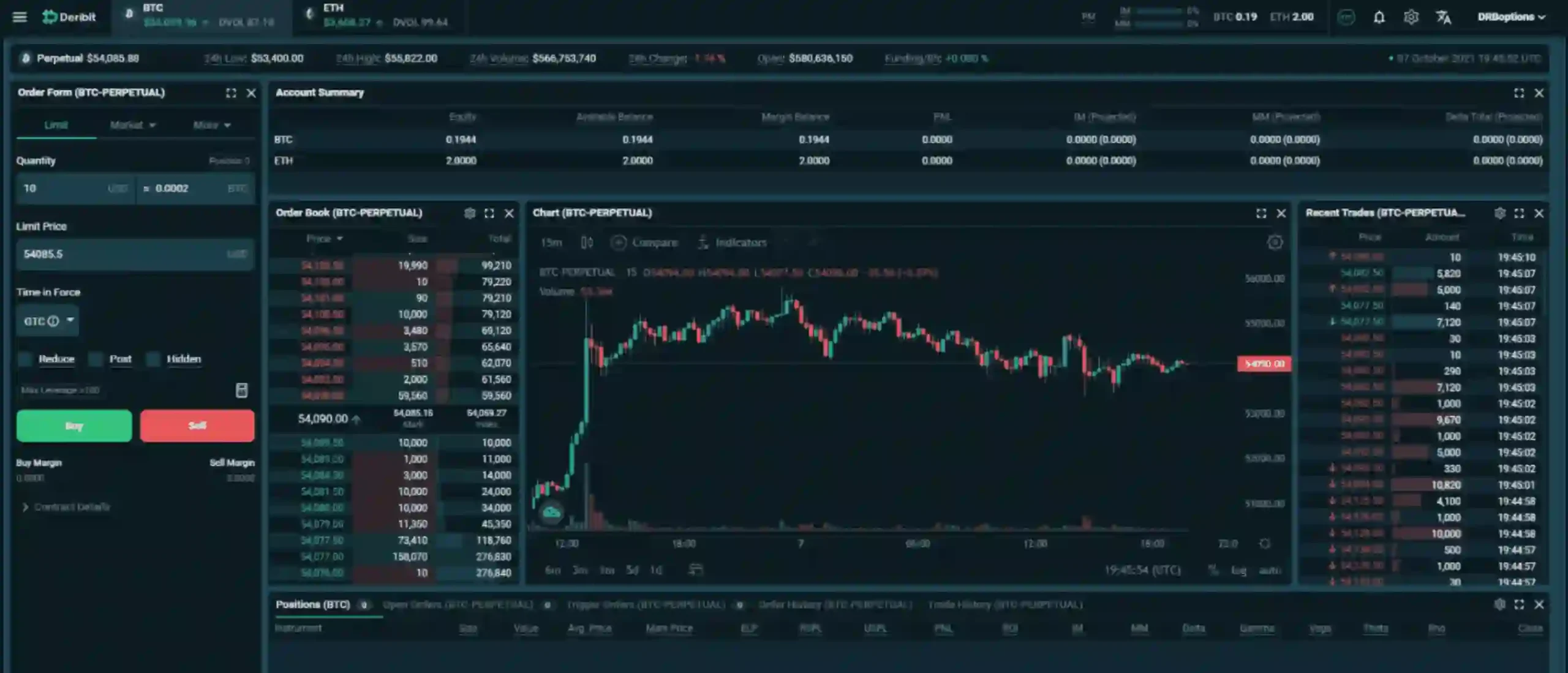 Deribit Crypto Futures Platform