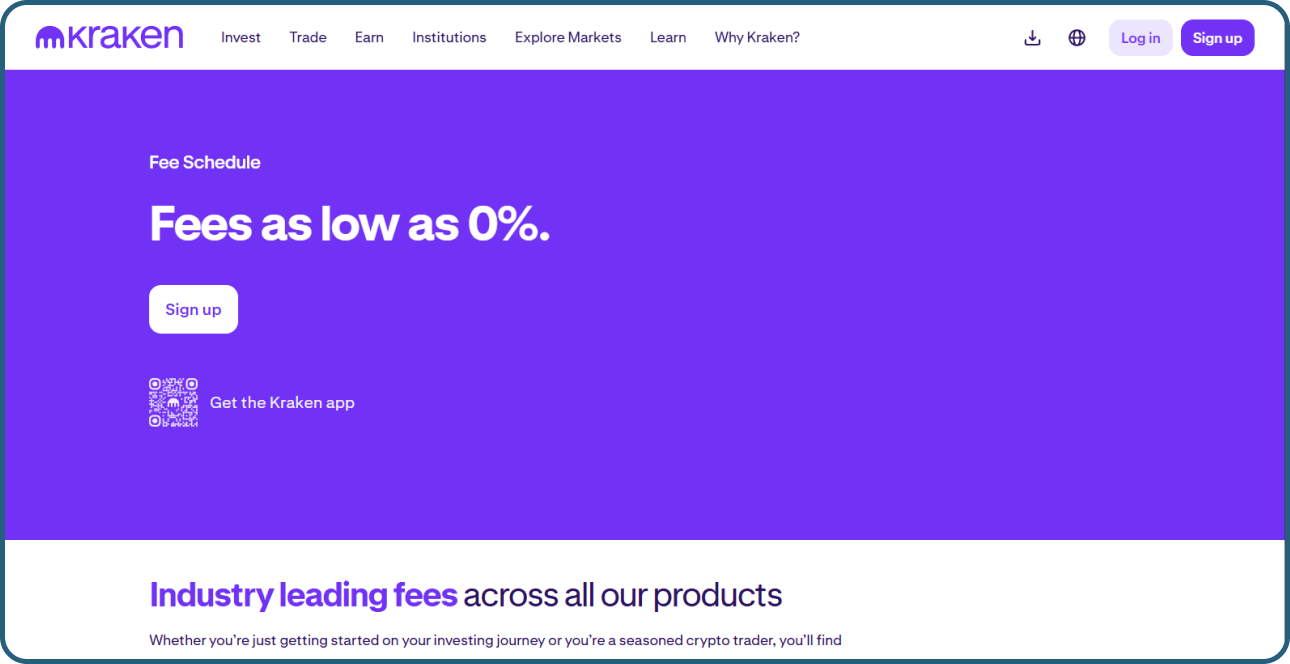 Kraken fees page