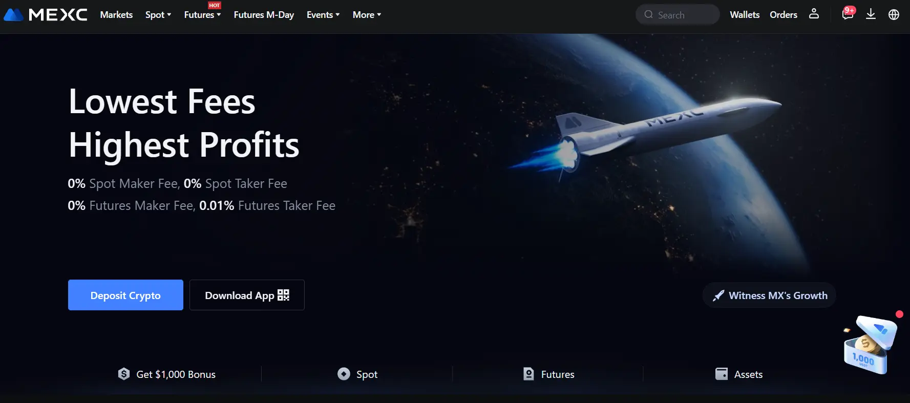 homepage of MEXC