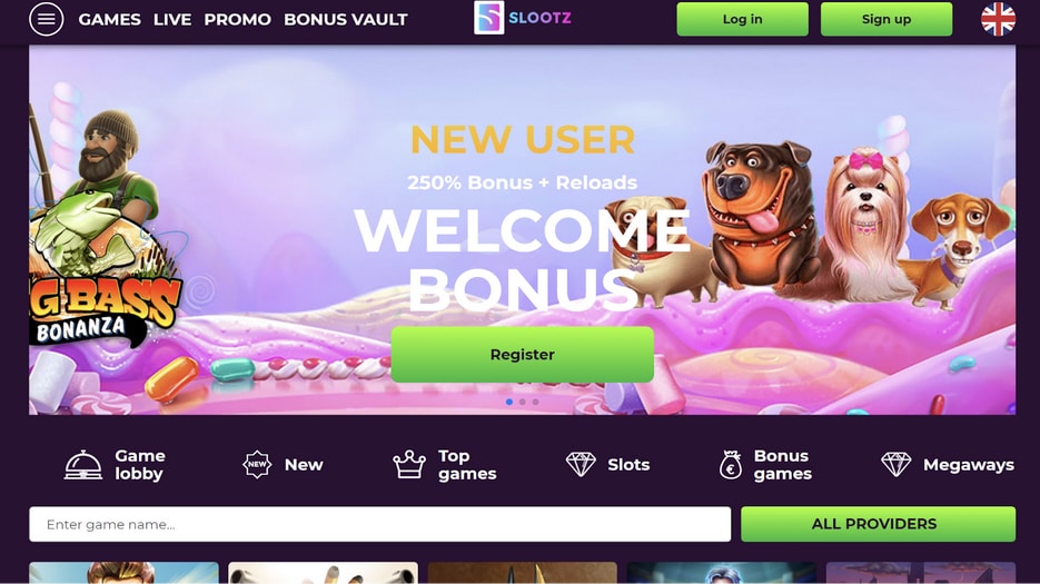Slootz crypto casino homepage