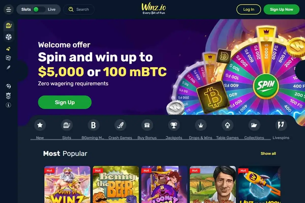 Winz.io mobile casino platform