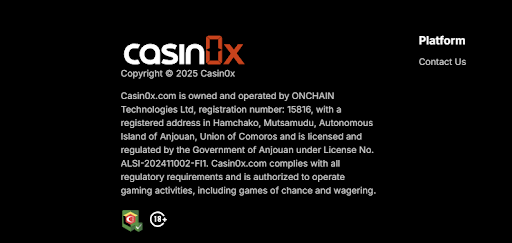 casinoX jurisdiction