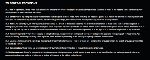 general provisions