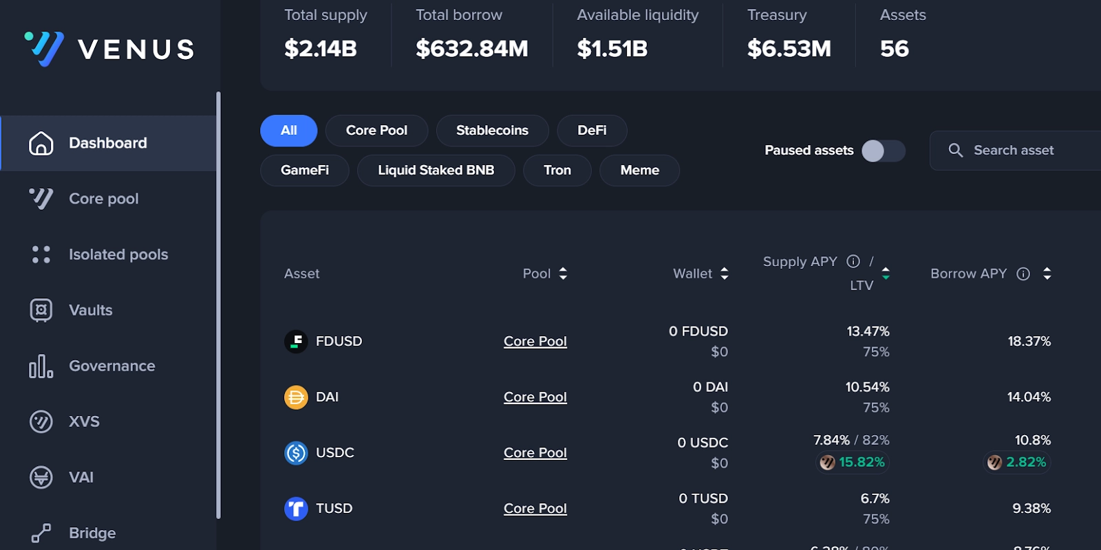 venus defi lending protocols
