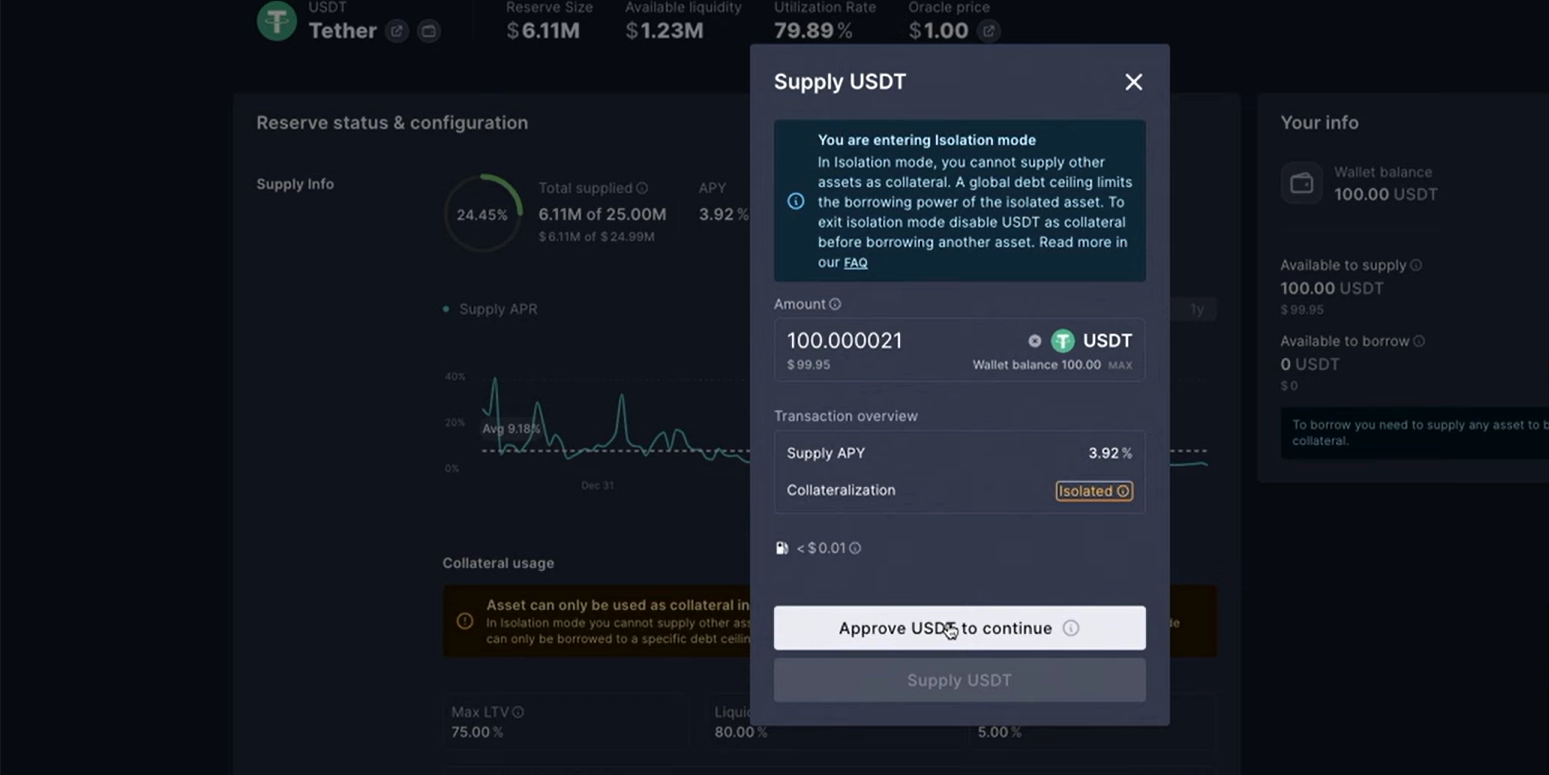 lending crypto on aave