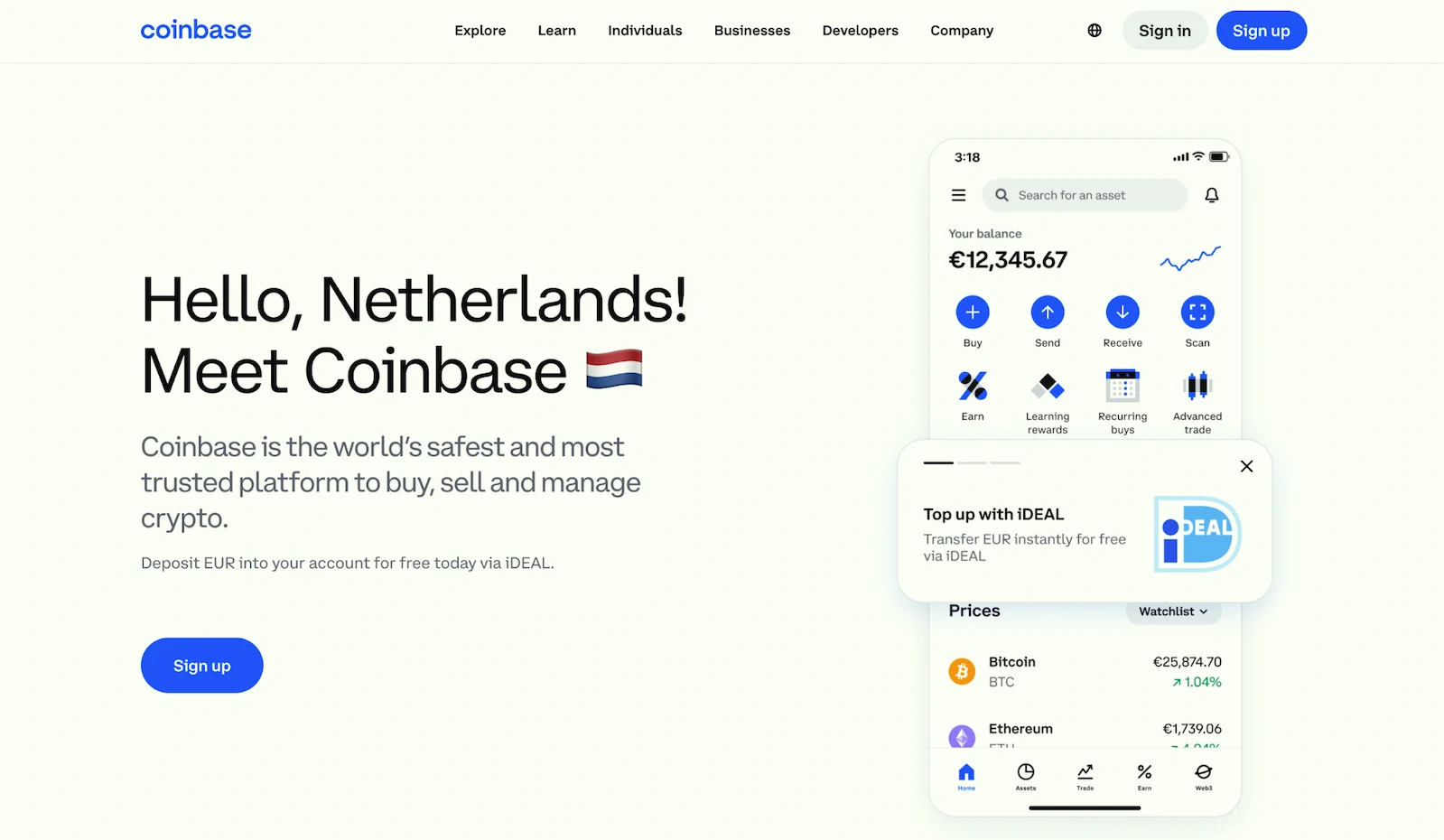 mobile app for trading crypto on Coinbase from Europe