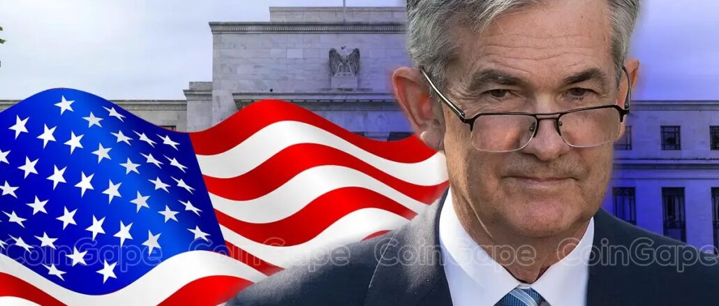 Federal Reserve building and powell's image