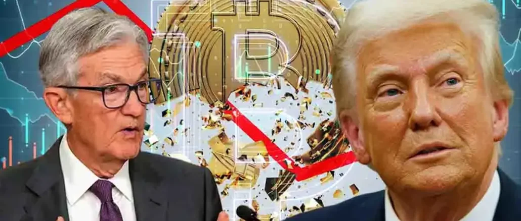 An image to represent Jerome Powell, Trump tariffs, and Bitcoin
