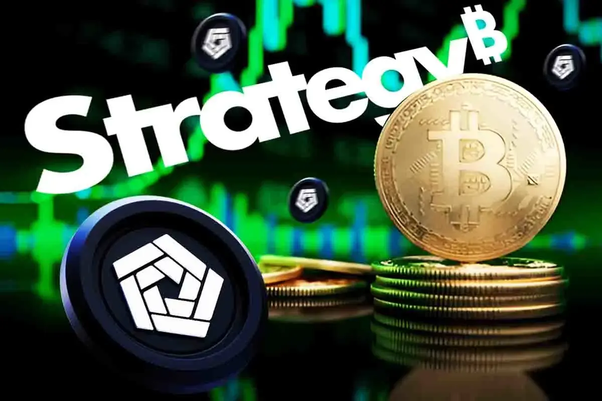 Arkham, Strategy, and Bitcoin's logo