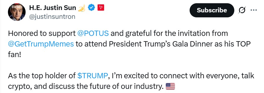 What to Expect From Trump Meme Coin Price as Justin Sun Set to Dine With Trump Tomorrow