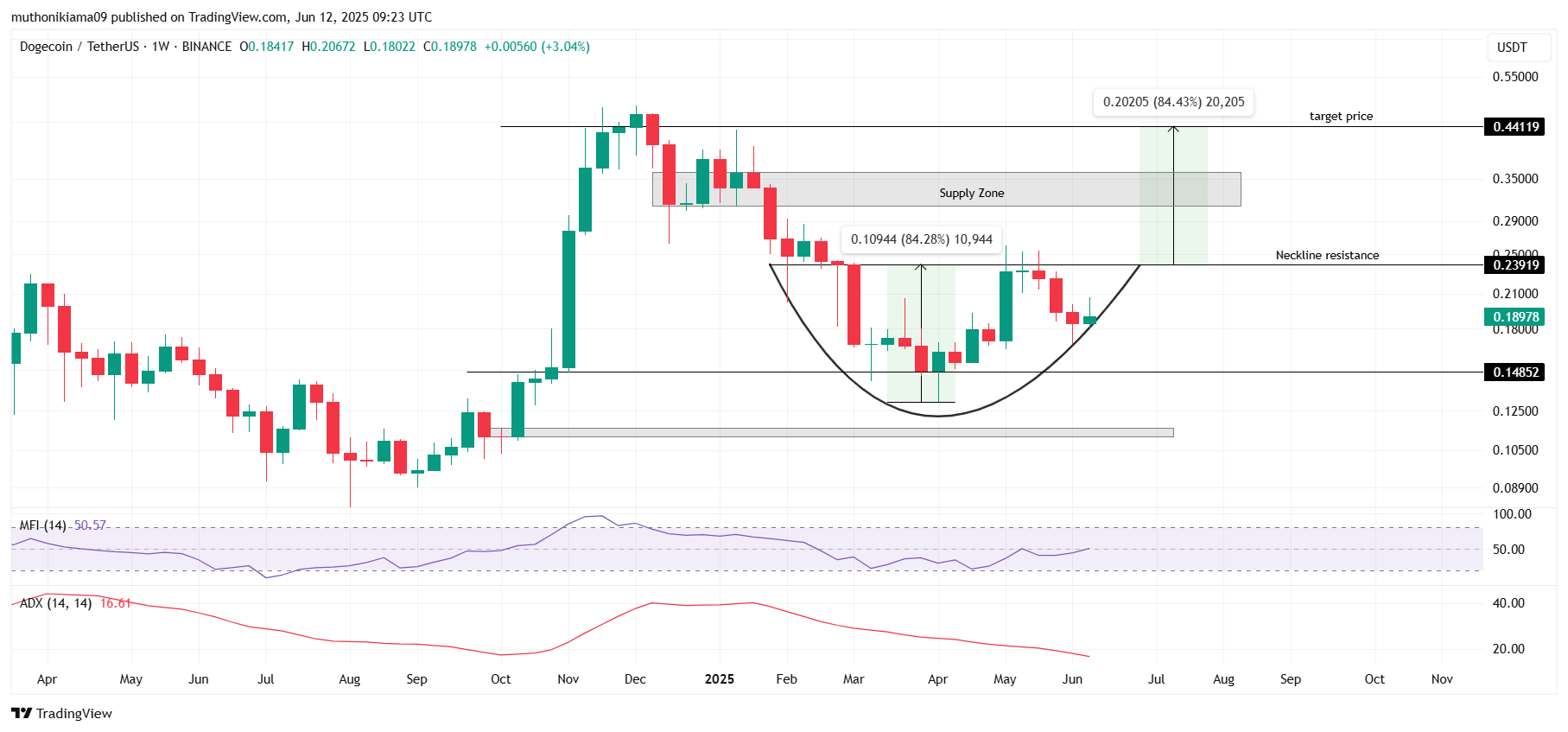 Dogecoin Price Analysis as Rounding Bottom Signals 84% Rally