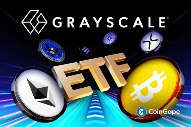An image to describe Grayscale's BTC, ETH, SOL, ADA, and XRP ETF