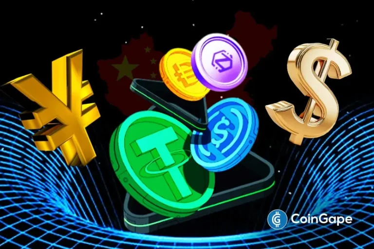 An image of stablecoins and the Yuan logo to represent the Yuan stablecoins
