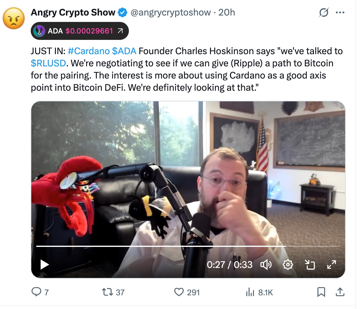 Charles Hoskinson hints of a Ripple and Cardano partnership