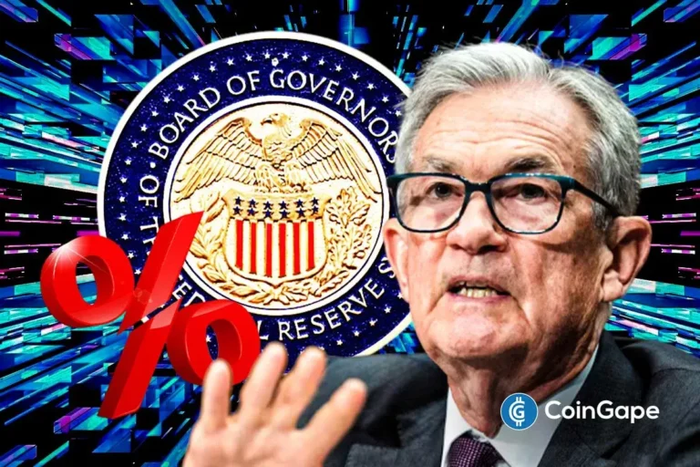 An image of Jerome Powell and % to represent the Fed rate cut