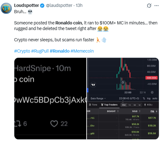 Scammer launching a Ronald Coin