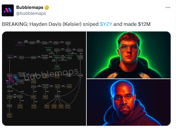 Bubblemaps disclose that Davis is one of the YZY insiders.