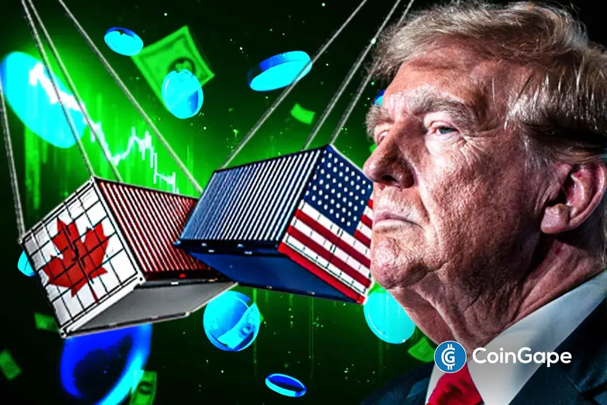 an image describing donald trump after canada is expected to ease tariffs on U.S. goods with crypto market rallying as a result